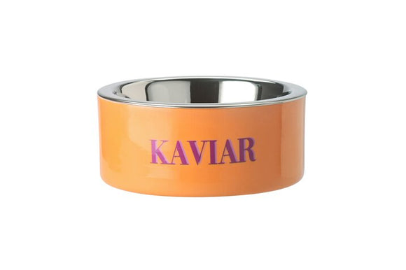 Kaviar madskål i neonorange metal med indsats i rustfrit stål fra GiftCompany