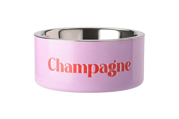Champagne madskål i lyserød metal med indsats i rustfrit stål fra GiftCompany