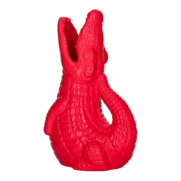 Neonpink krokodille vase i keramik