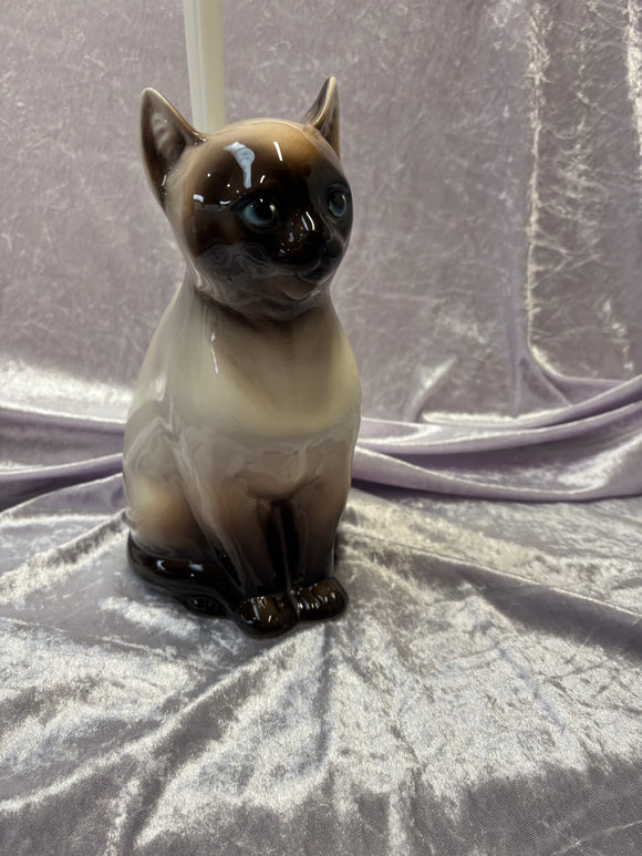 Katte Toiletbørsteholder - porcelænsfigur set oppefra
