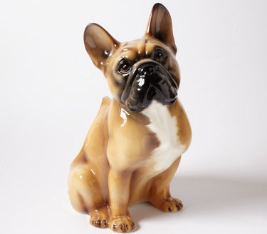 Fransk bulldog Toiletbørsteholder - porcelænsfigur detalje nærbillede