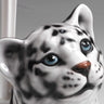 Hvid tiger Toiletbørsteholder - porcelænsfigur set fra en anden vinkel