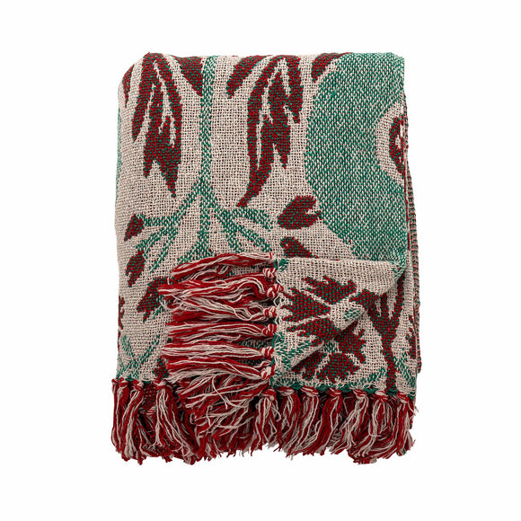 Jangal blad plaid i genanvendt bomuld fra Bloomingville