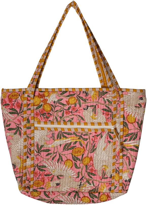 Artisan quiltet taske med kranfugle fra AU Maison