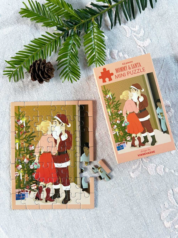 Mommy & Santa mini puslespil fra ViSSEVASSE
