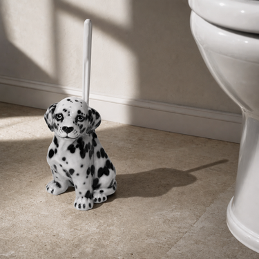 Dalmatiner toiletbørsteholder - porcelænsfigur fra Selected by dims studio – som blikfang i hjemmet